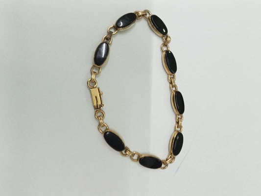 pulsera de oro 10k -diseño sinteticos negros