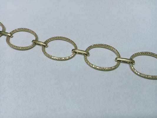 Pulsera de Oro 10k – Aros Entrelazados con Chispitas