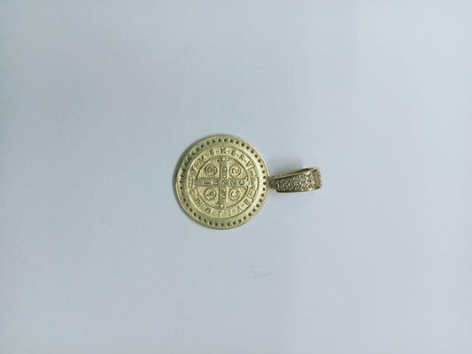 Dije San Benito en Oro 10k con Piedras – 2.6 g