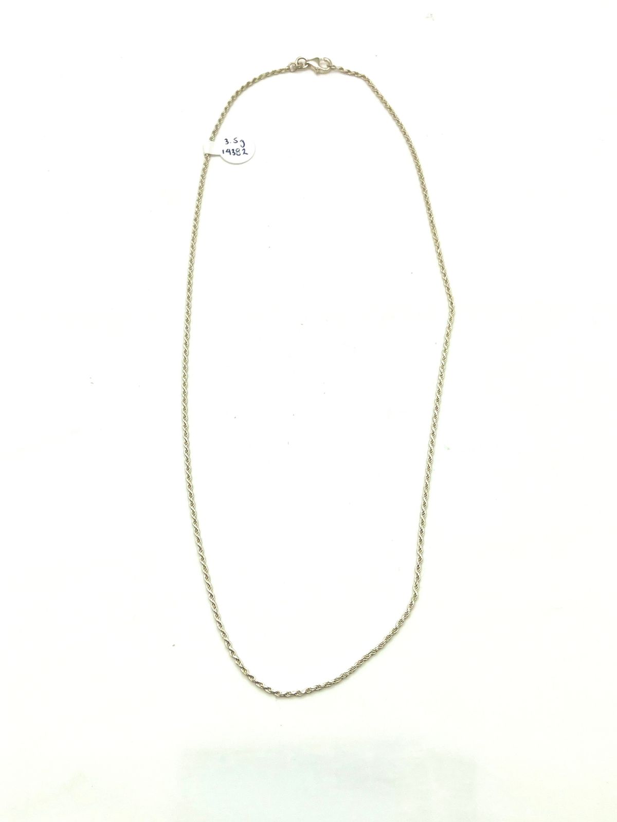Cadena tejido torzal de plata .925 pesa 3.5gr 22cm