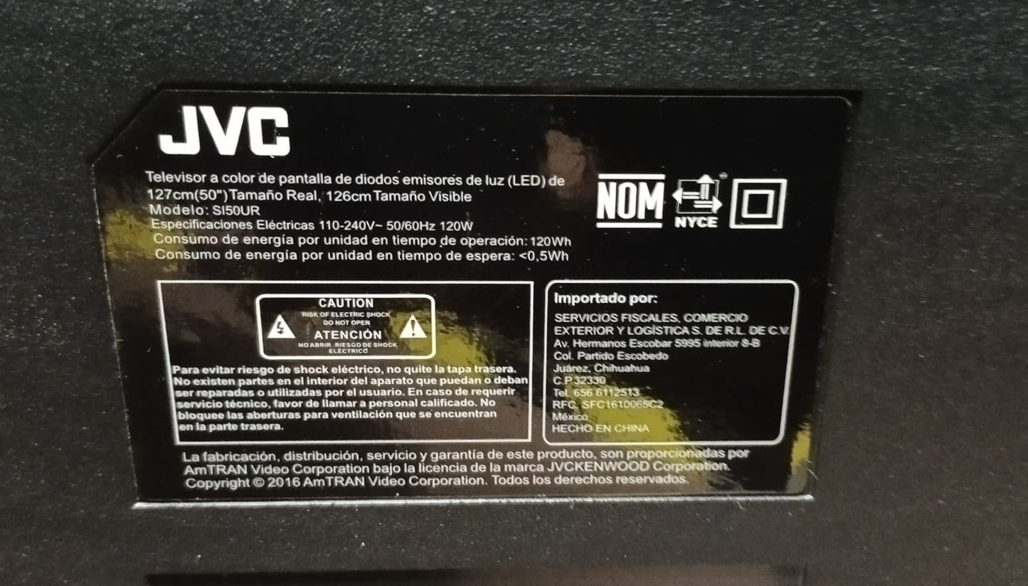 Pantalla smart tv JVC 50 pulgadas, usado