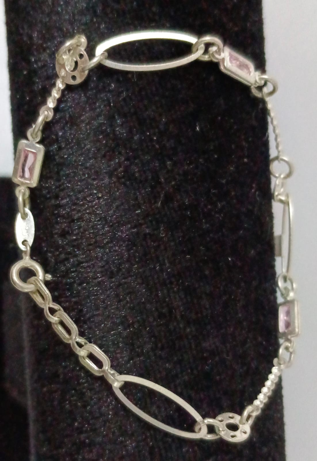 Pulsera sintetico rosa PLATA 925 4.1gr, usado