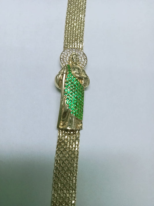 🔥 Pulsera de oro 10k con San Judas 22cm 🔥