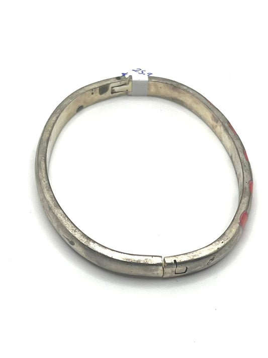Brazalete con sintetico rosa baño de plata 25.9 grs