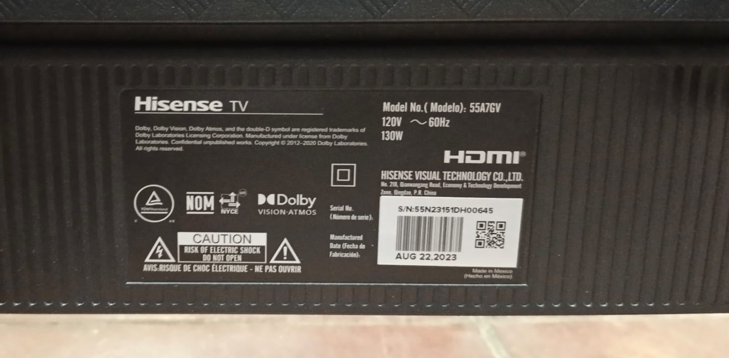 Smart tv HISENSE 55 pulgadas, usado