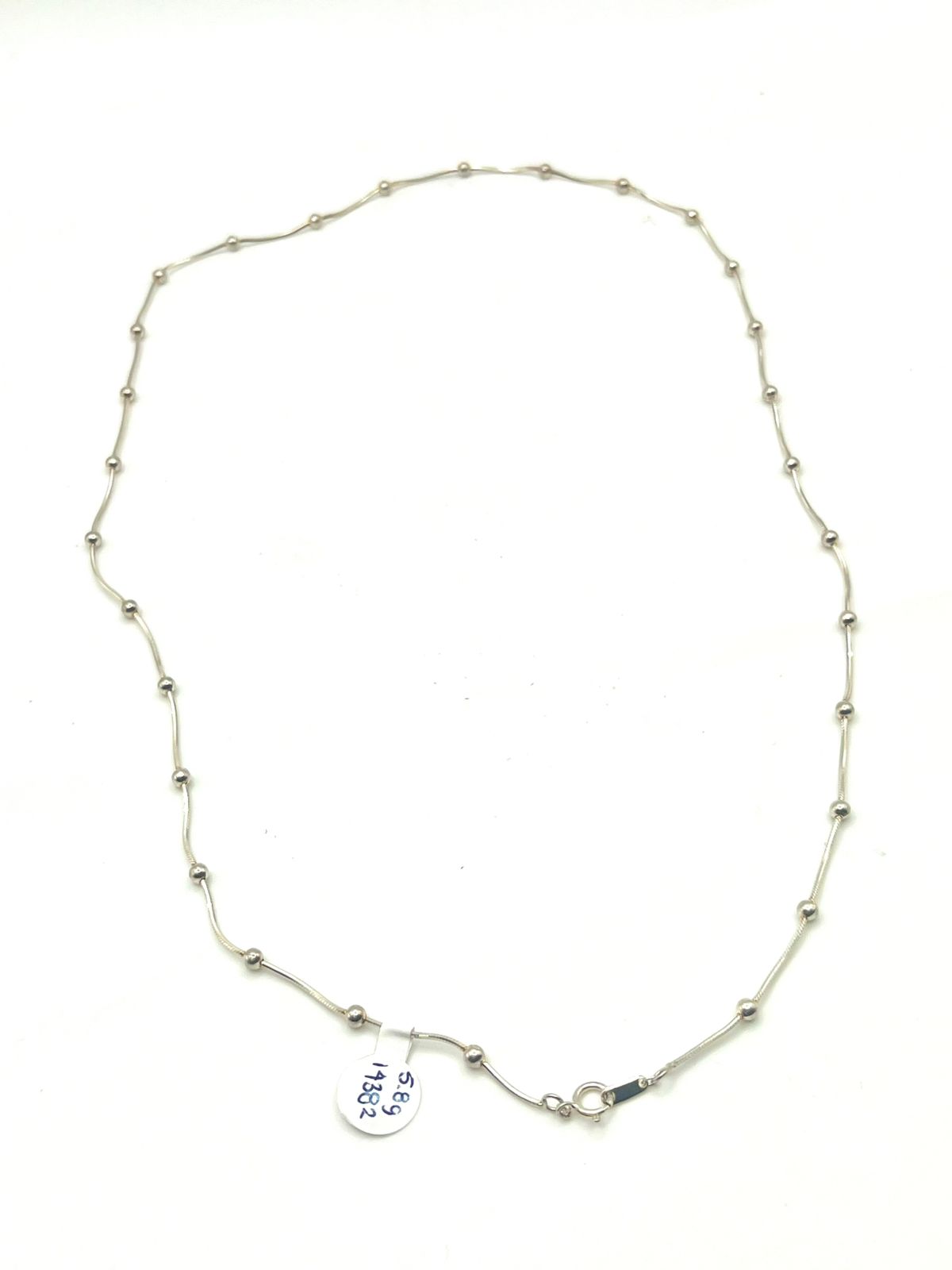 Cadena de tejido bolitas de plata .925 PESA 5.8 gr 27 cm