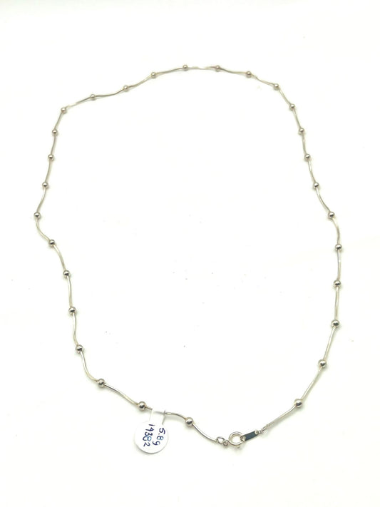 Cadena de tejido bolitas de plata .925 PESA 5.8 gr 27 cm