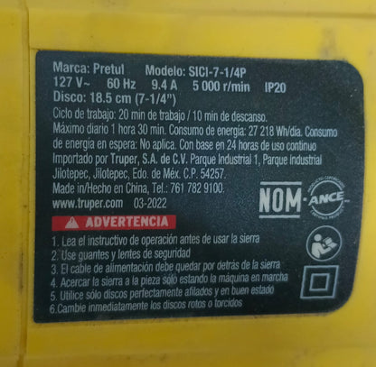 Sierra Circular PRETUL sici-7a, usado