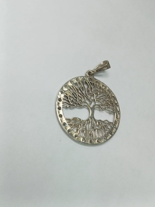 Dije de Plata Redondo con Árbol de la Vida y Pedrería