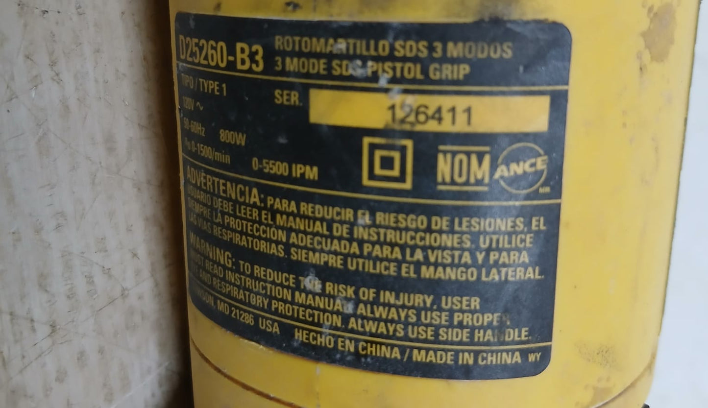 Taladro Rotomartillo Dewalt d2526-b3, usado