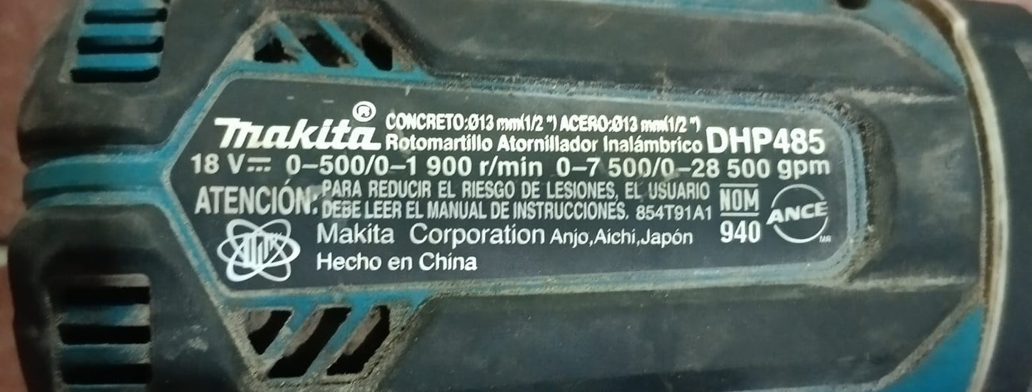 Taladro inalambrico MAKITA dhp485 con cargador, usado