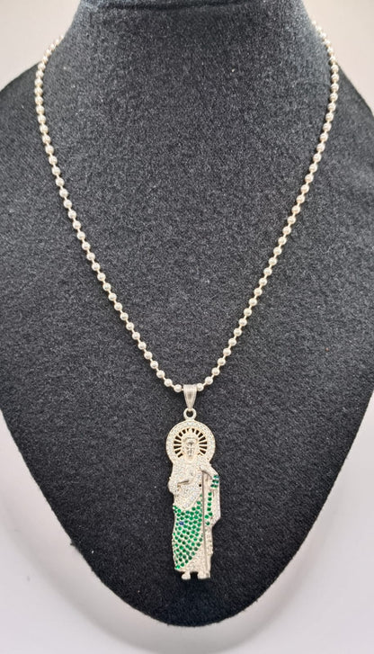 Collar de cuentas con dije PLATA 925 peso 23.9gr, usado