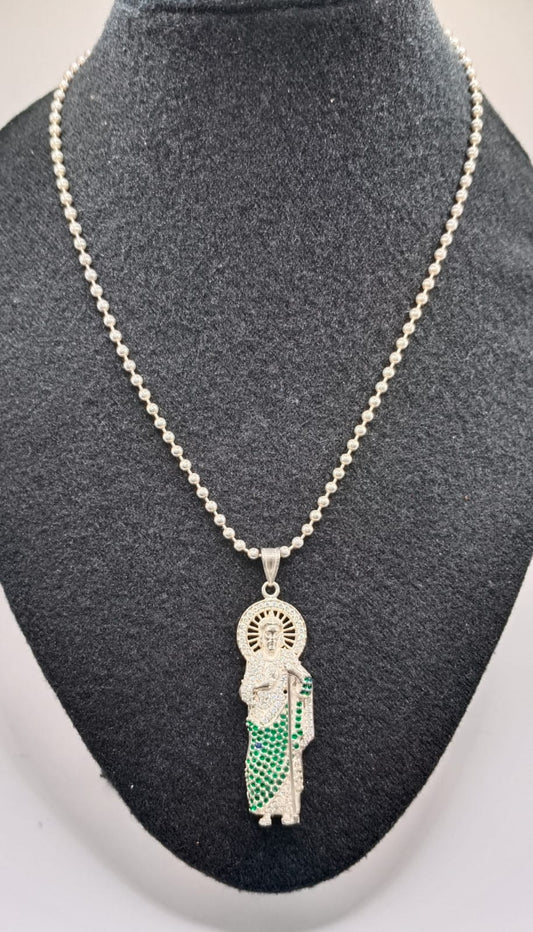 Collar de cuentas con dije PLATA 925 peso 23.9gr, usado
