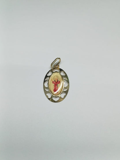 Dije Religioso en Oro 10k con Diseño de Corazón