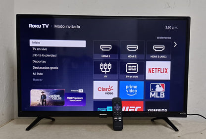 Smart tv SHARP 32 pulgadas con control, usado