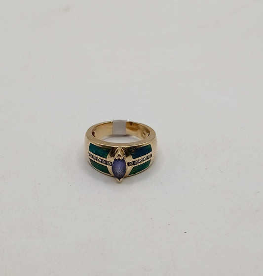 Anillo de ORO 14k con piedra grande peso 9gr, usado