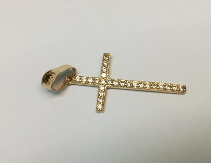 Dije de Cruz en Oro 10K con Piedritas – 1.1g