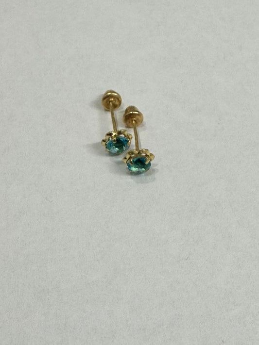 PAR DE BROQUELES CON SINTETICO AZUL EN ORO DE 10 K