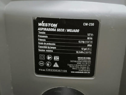 Aspiradora 16 galones WESTON cw-230, usado