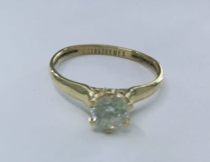 Anillo Solitario de Oro 10k – Talla 6.5