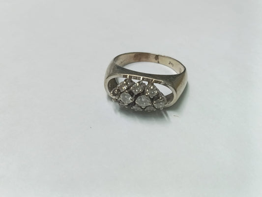 ✨ Anillo de Oro Blanco 14K con Piedras – Talla 6.5 ✨