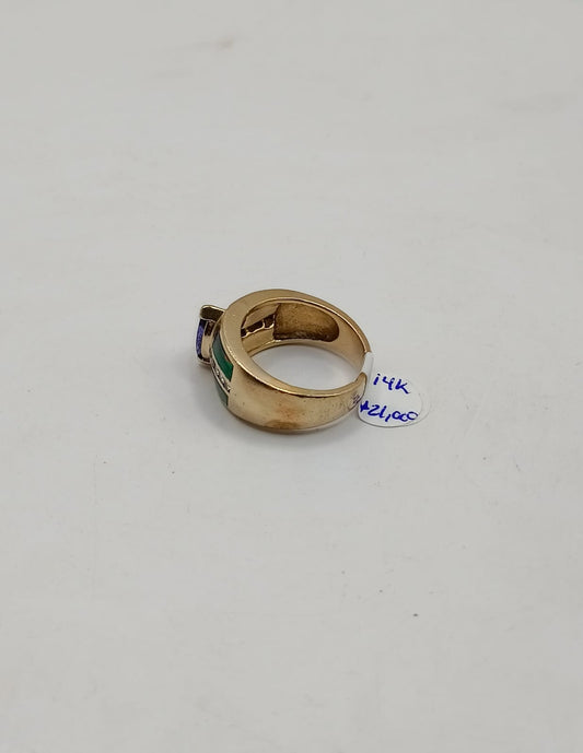 Anillo de ORO 14k con piedra grande peso 9gr, usado