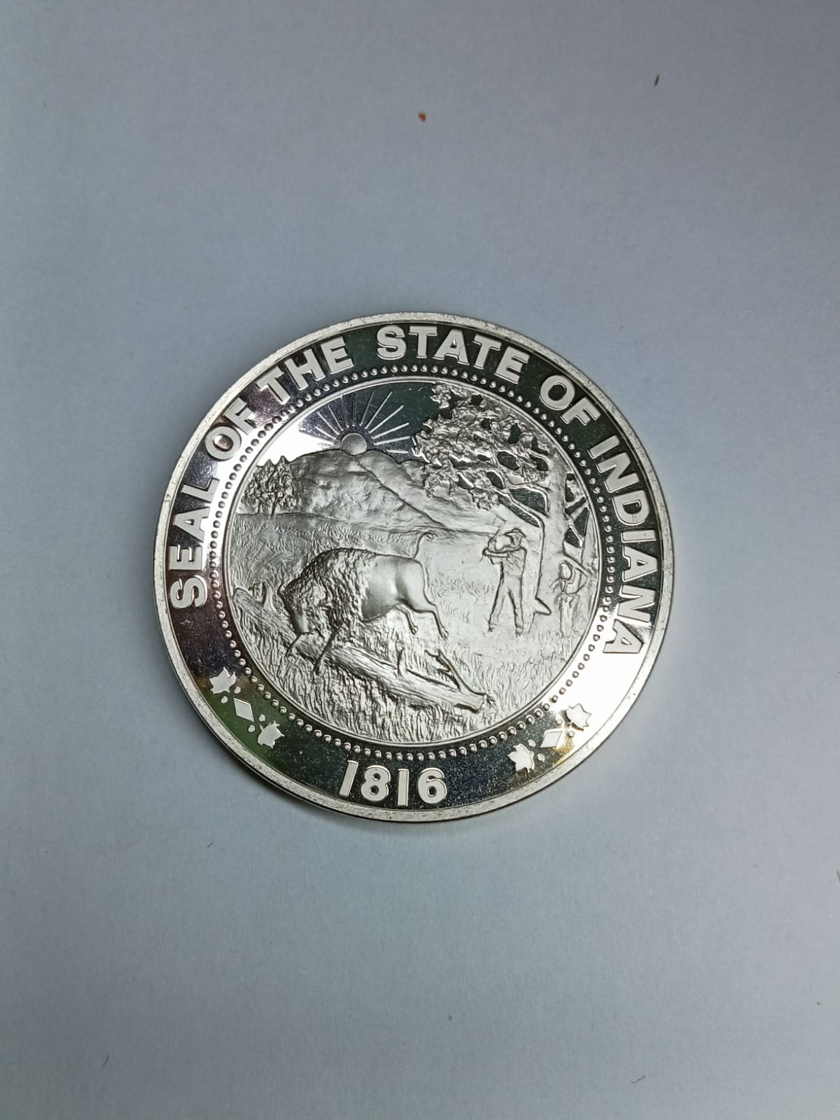 Moneda de Plata "Seal of the State of Indiana" 1816 Ley .999