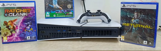 Play Station 5 SONY con control, cables y 3 juegos, usado
