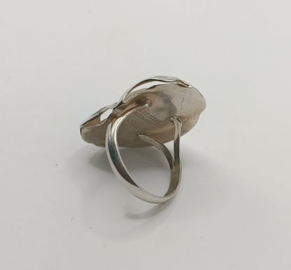 Anillo con sintetico cafe PLATA 925 peso 5.3gr