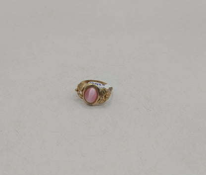 Anillo ojo de gato rosa ORO 10k peso 1.6gr, usado