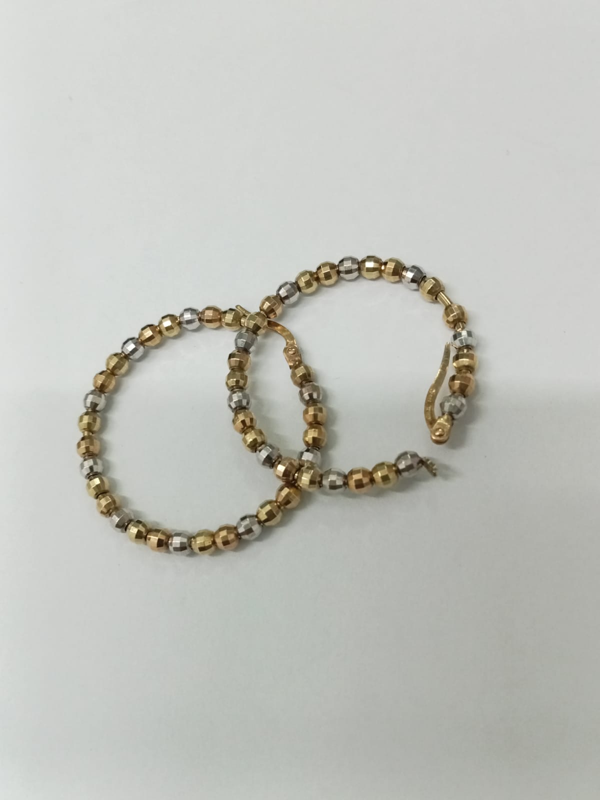 par arracadas de oro 10k - diseño bolitas 3 tonos
