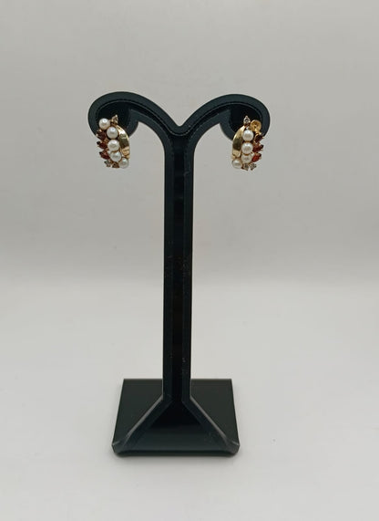 Aretes con perlas ORO 14k peso 3.8gr, usado