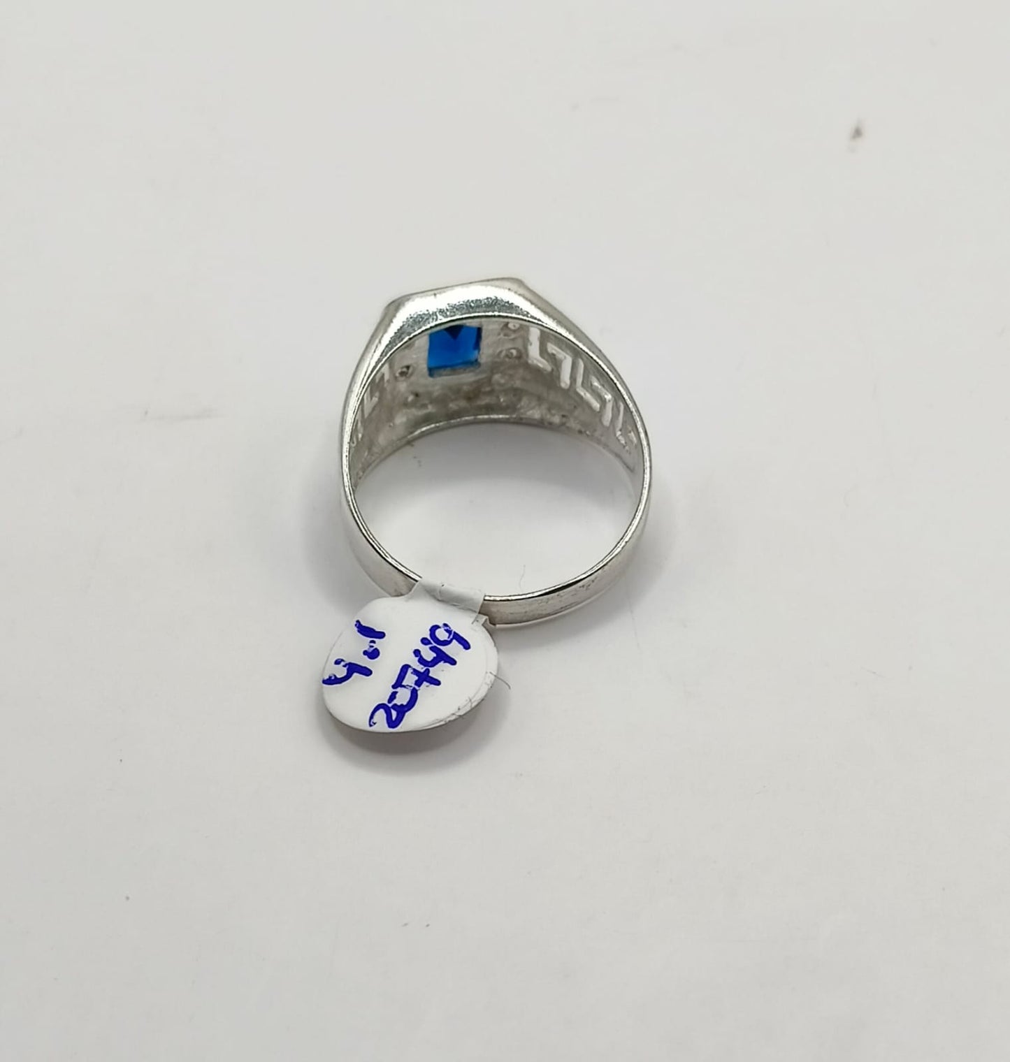 Anillo sintetico azul PLATA 925 peso 4.1gr, usado