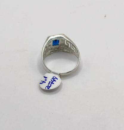 Anillo sintetico azul PLATA 925 peso 4.1gr, usado