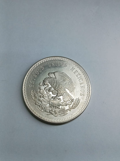 Moneda de Plata 5 Pesos Cuauhtémoc 1948 Ley .900