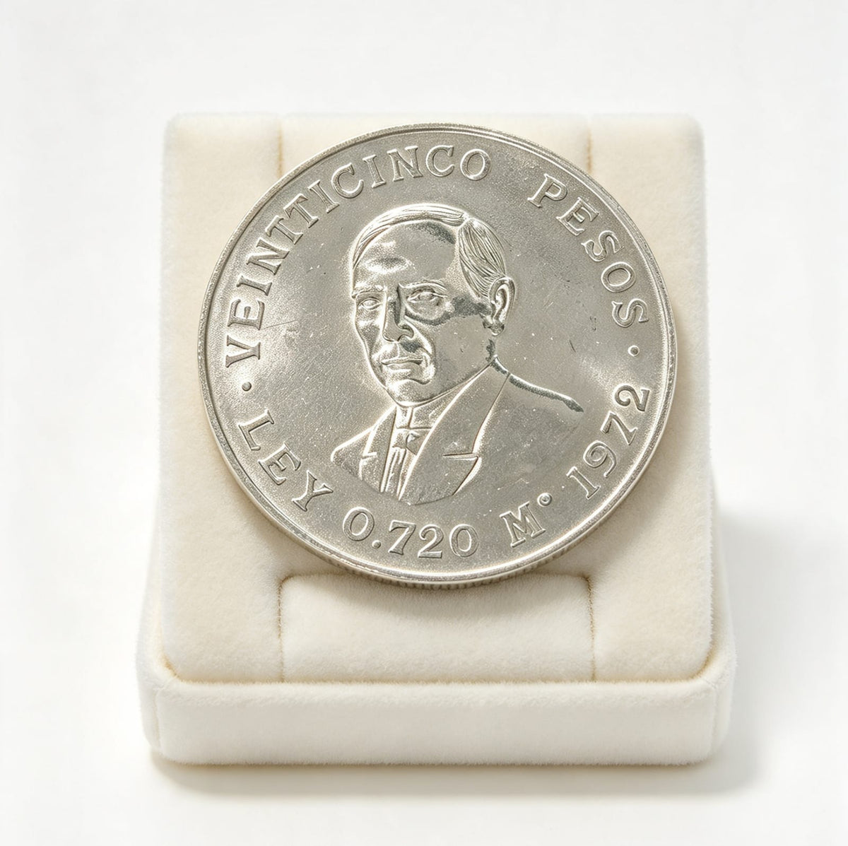 Plata Moneda 25 juarez ley .720 peso 22.5g año 1972 USADA