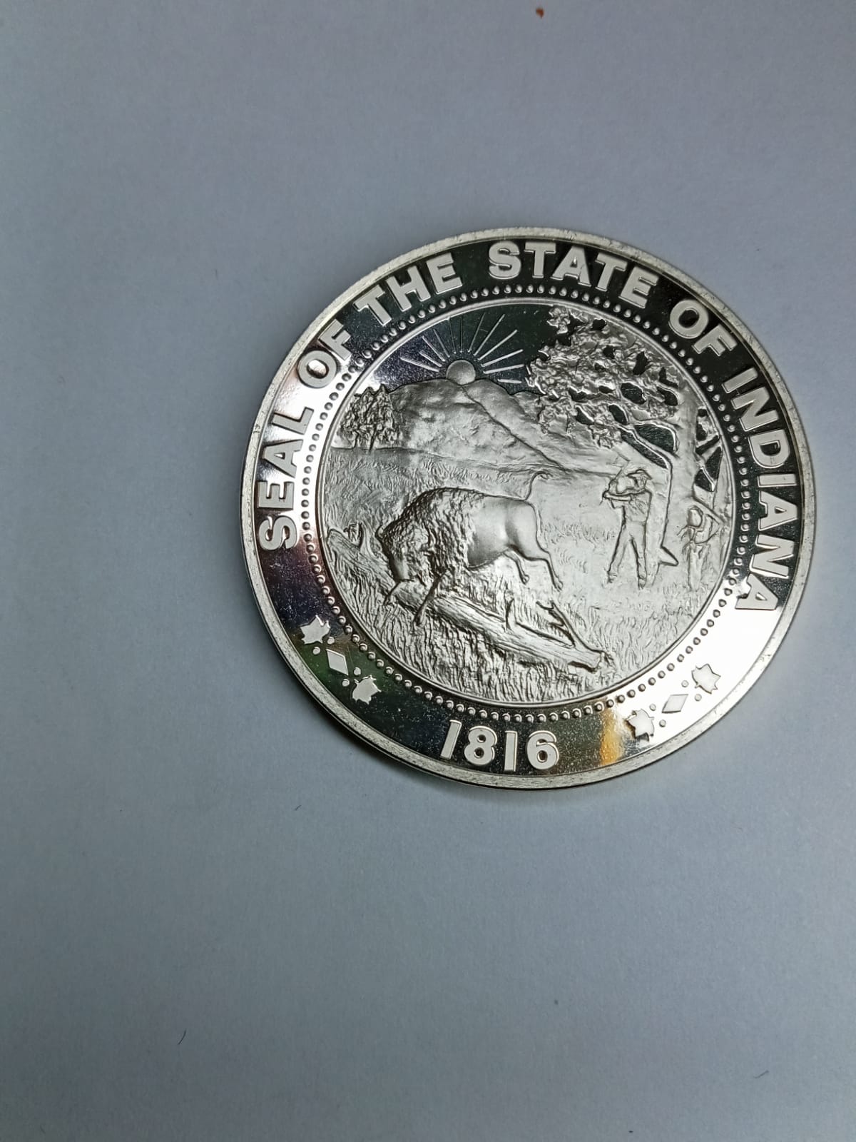 Moneda de Plata "Seal of the State of Indiana" 1816 Ley .999