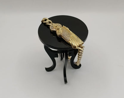 Pulsera con dije de san judas ORO 10k peso 13gr, usado