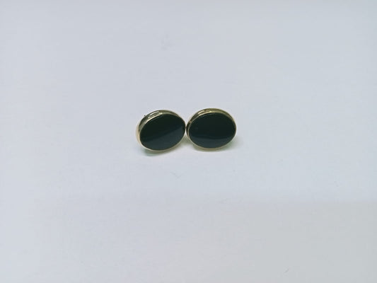 par aretes broqueles 14k- diseño piedra negra