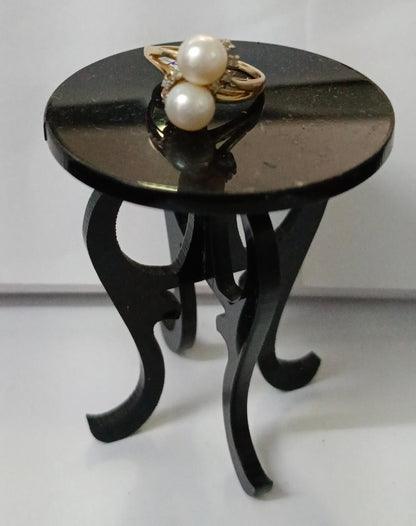 Anillo con perlas de ORO 10k peso 3gr, usado