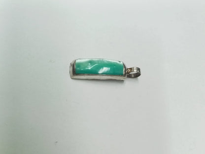 dije plata - diseño cuadrado piedra azul