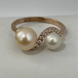 Anillo para dama oro 10K diseño de perlas