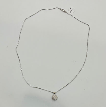 CADENA DE ORO BCO 14K TIPO CUBITOS CON DIJE SINTETICO 2.5 GR 23.5 CM