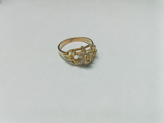 💍 Anillo de Oro 10K – Diseño 15 Años | Medida 6 ✨