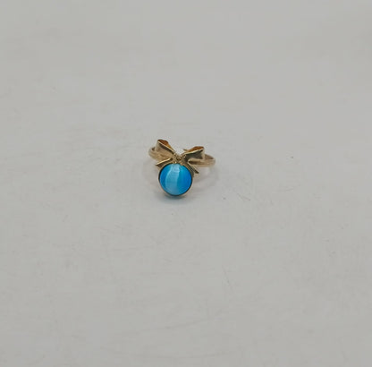 Arete moño ojo de gato azul ORO10k peso 1.8gr, usado