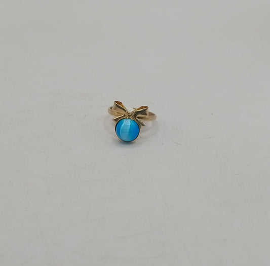 Arete moño ojo de gato azul ORO10k peso 1.8gr, usado