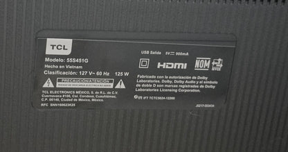 Smart tv TCL 55 pulgadas en caja, usado