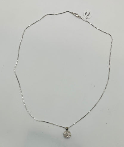 CADENA DE ORO BCO 14K TIPO CUBITOS CON DIJE SINTETICO 2.5 GR 23.5 CM