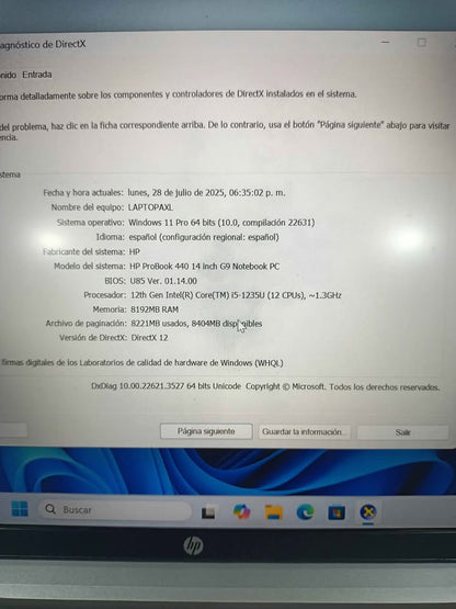 Laptop hp Probook 240 GB SSD y 8 RAM procesador core i5, usado