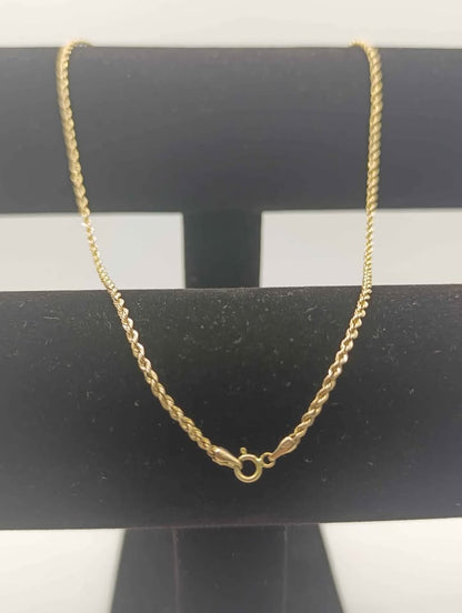 Cadena tejido torzal de oro 8k 1.7gr 23 cm abrochada